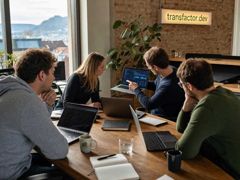 The team working together at a table